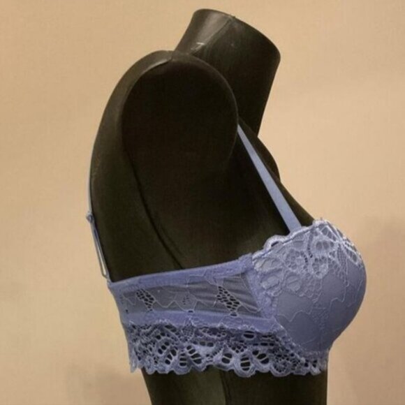 Pretty Light Blue Strapless Lace Push Up - Picture 3 of 4